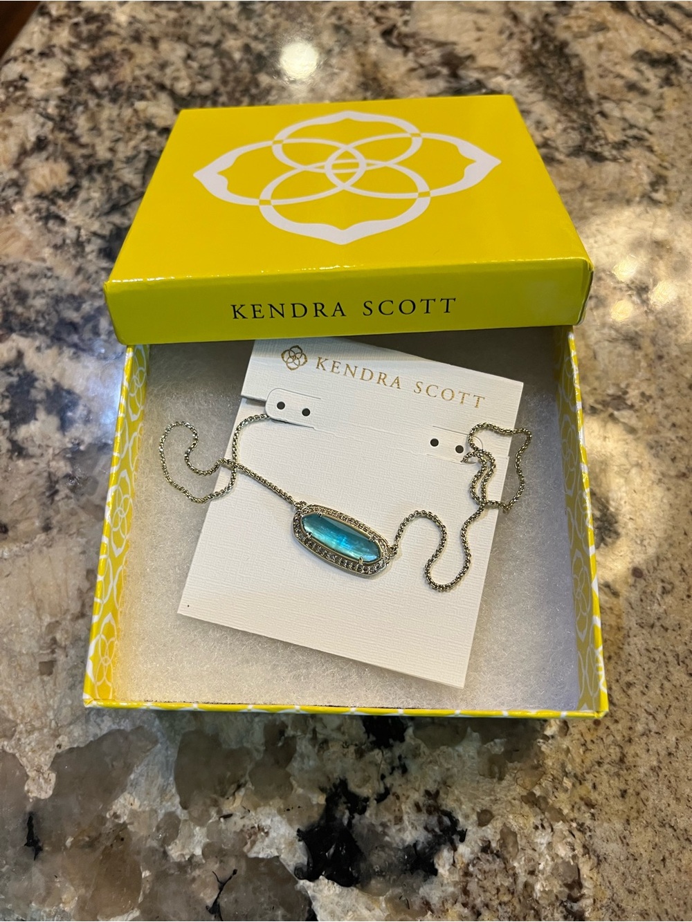 Kendra Scott Gold Annika Necklace with London Blue Stone NIB